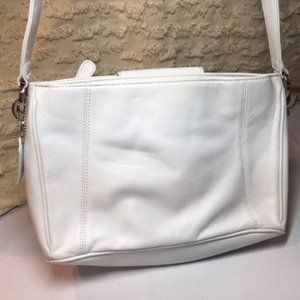 Worthington Multi Compartments White Leather Shoulder Bag 11.5"x8"